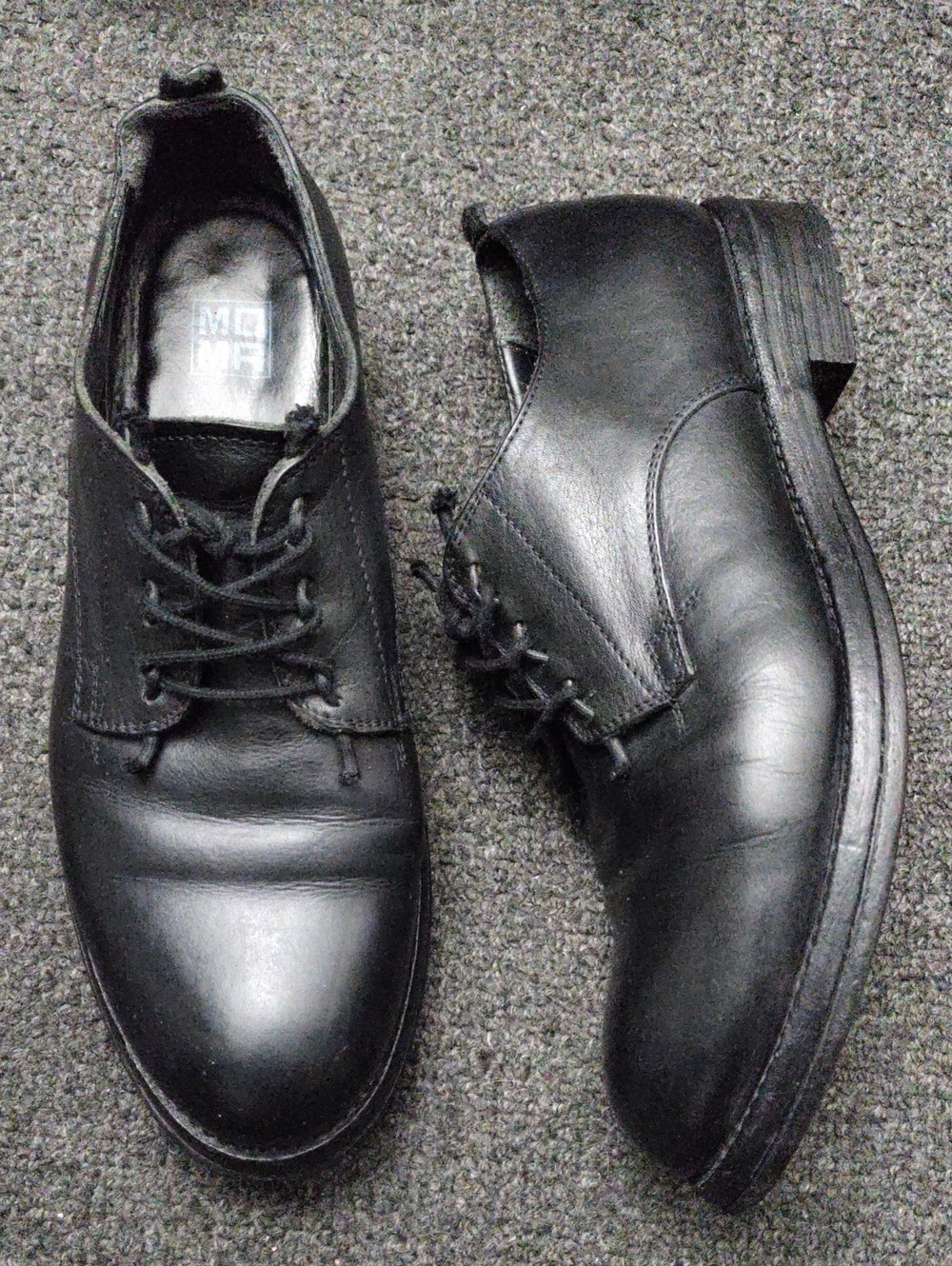Moma Black Leather Lace Oxfords